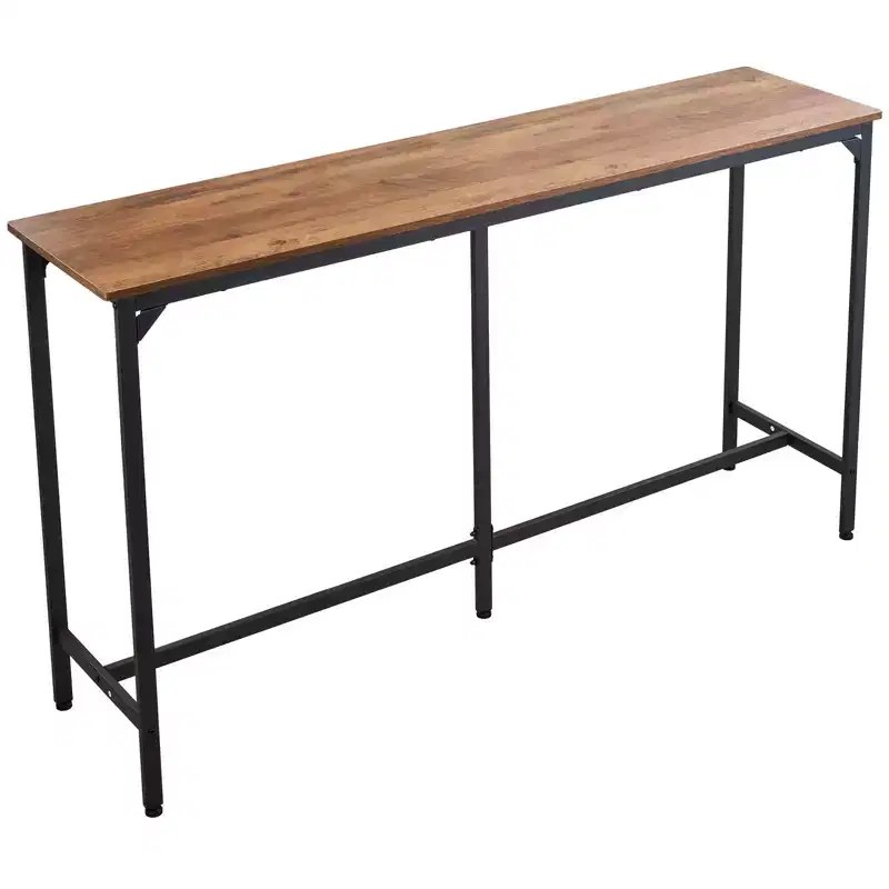 VEVOR Bar Table, 1PCS 53 Kitchen Bar Table, Tall Dining Tables with Rounded Edge, Rectangular High Top Kitchen Tables, Brown&Black