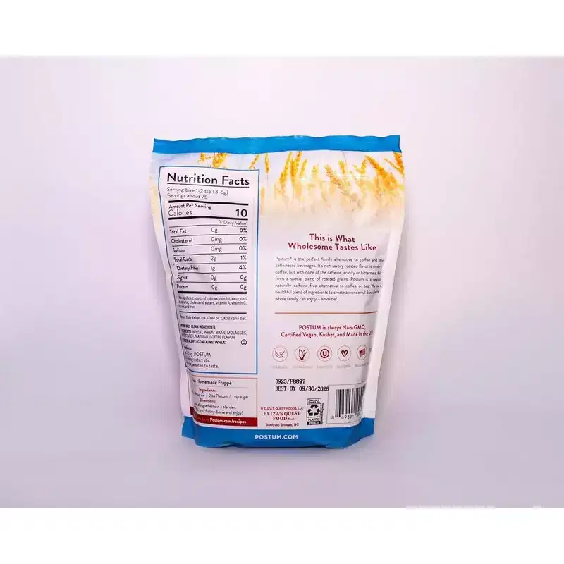 Postum Natural Coffee Substitute, Caffeine-Free, Made with Roasted Wheat Bran & Molasses, Kosher, Vegan, Non-GMO, Natural & Healthy - 42 oz