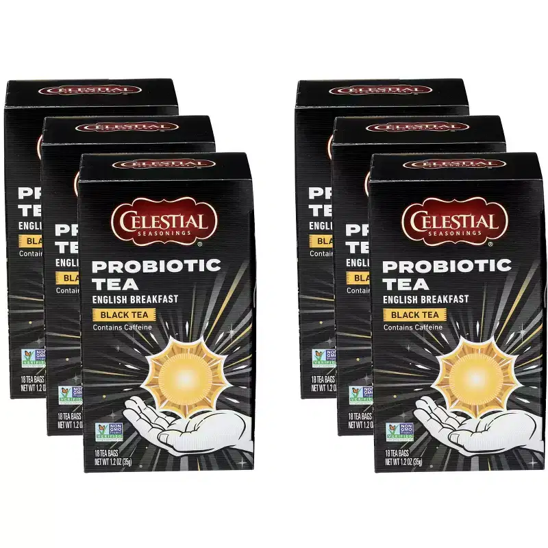 Celestial Seasonings Probiotic English Breakfast Black Tea - Case of 6 - 18 Bags