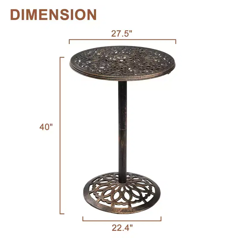 Karl Home | 40-Inch Metal Patio Bar Table