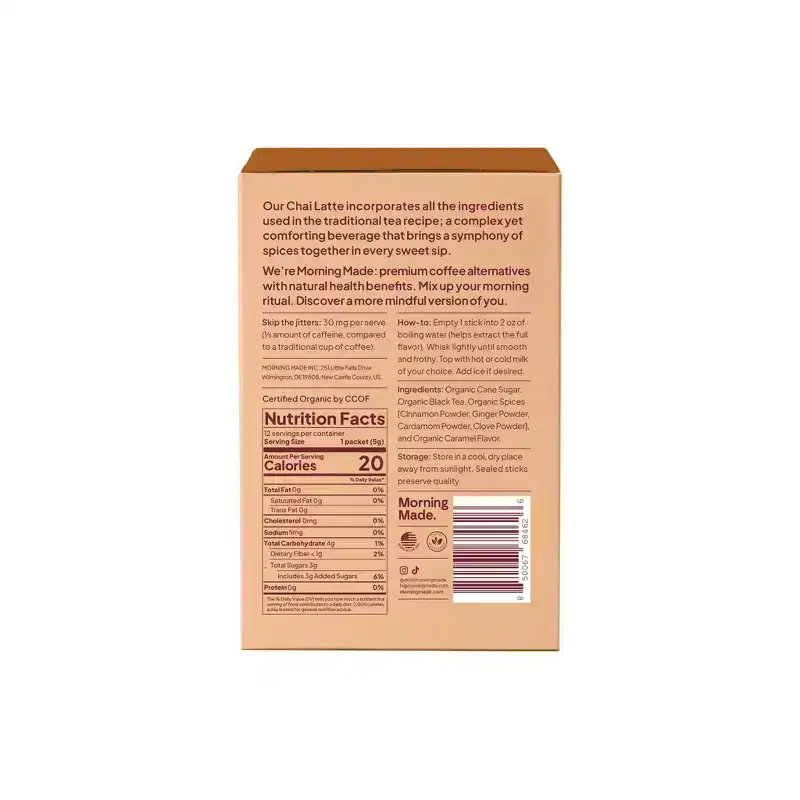 Morning Made Caramel Blend Chai Latte - 2.16oz/12ct